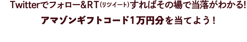 フォロー&ＲT
        (リツイート)すればその場で当落がわかる！アマゾンギフトコード1万円分を当てよう！