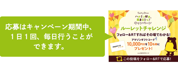 抽選はキャンペーン期間中、一日一回、毎日行うことができます。